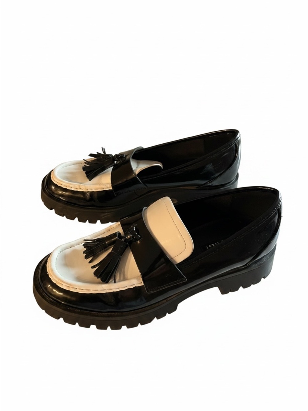 Nine West Black and White Tassel Loafers - Women's